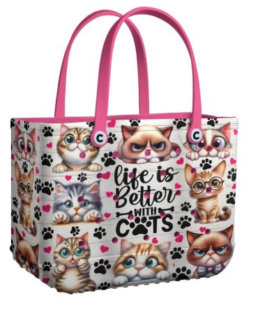 Bucket Tote Bag, Limited Edition Bogg Bag, Beach Bag  Life Is Better With Cats