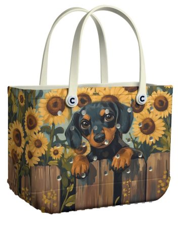 Bucket Tote Bag, Limited Edition Bogg Bag, Beach Bag Sunfloral Pup