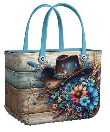Chic Cowboy Hat & Floral Tote Bag - Vibrant Western Style Handbag For All Occasions