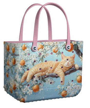 Bucket Tote Bag, Limited Edition Bogg Bag, Beach Bag Lazy Orange Cat