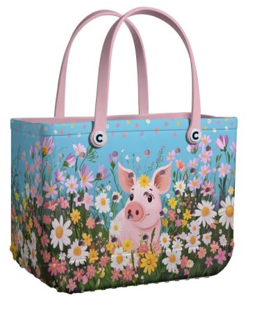 Bucket Tote Bag, Limited Edition Bogg Bag, Beach Bag Piggy Blooms