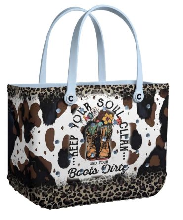 Bucket Tote Bag, Limited Edition Bogg Bag, Beach Bag Clean Heart, Dirty Boots
