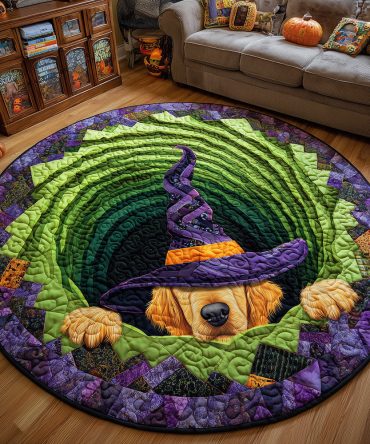 Magic Golden Retriever Quilted Round Mat