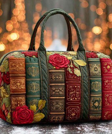 Magic Pages Quilted Duffle Bag - Stylish Travel & Gym Bag with Unique Artistic Design