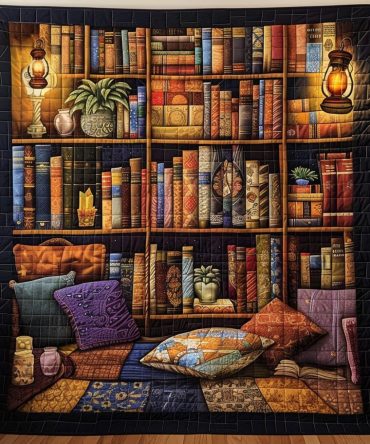 Magical Library Quilted Blanket