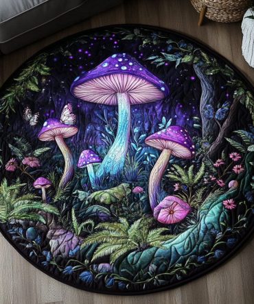 Magical Toadstool Wonderland Quilted Round Mat