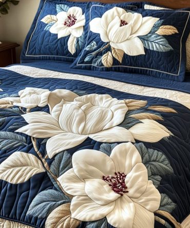 Magnolia Grace 3-Piece Quilted Bedding Set