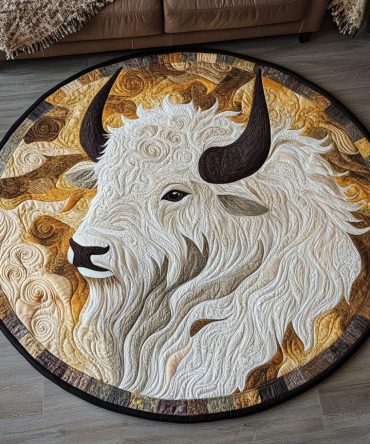Majestic Bison Quilted Round Mat