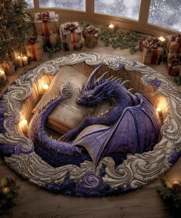 Majestic Cavern Dragon Quilted Round Mat