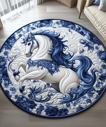 Majestic Crest Stallion Quilted Round Mat