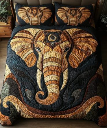 Majestic Elephant 3-Piece Quilted Bedding Set