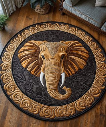 Majestic Elephant Quilted Round Mat