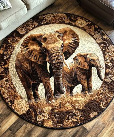 Majestic Elephant Quilted Round Mat