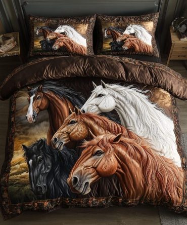 Majestic Horse Gallop 3-Piece Quilted Bedding Set