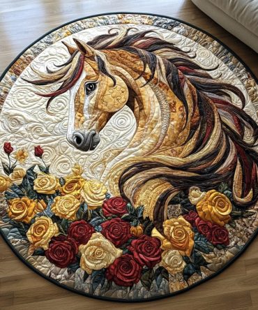 Majestic Horse V2 Quilted Round Mat