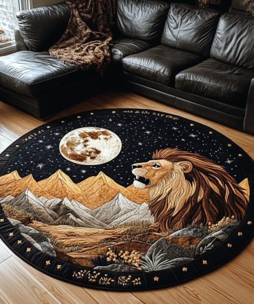 Majestic Lion Quilted Round Mat