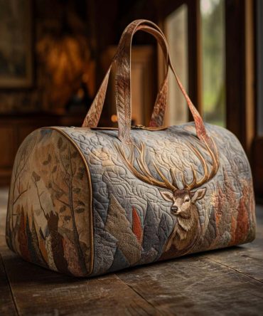 Majestic Stag Quilted Duffle Bag - Stylish Travel & Gym Bag for Outdoor Enthusiasts