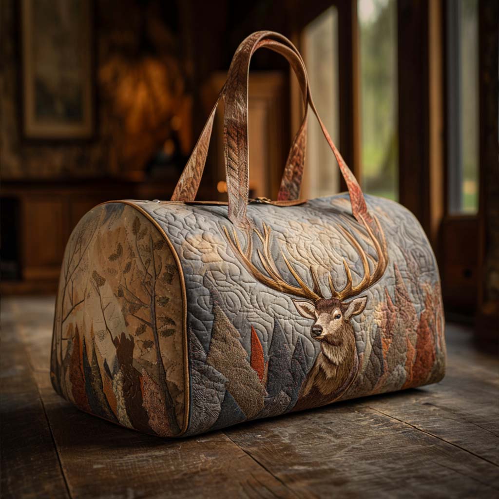 Majestic Stag Quilted Duffle Bag - Stylish Travel & Gym Bag for Outdoor Enthusiasts