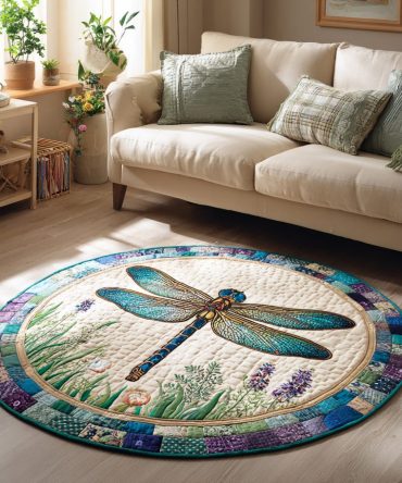 Meadow Dragonfly Quilted Round Mat