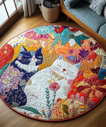 Meow Haven Quilted Round Mat