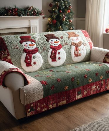 Merry Frost Quilted Sofa Cover