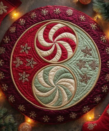 Merry Mint Circle Quilted Round Mat