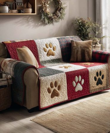 Merry Pawmas Quilted Sofa Cover