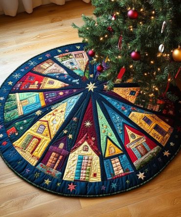 Merry Snowy Delight Quilted Round Mat