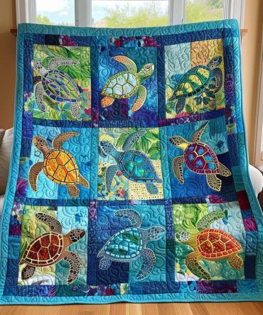 Mesmerizing Turtles Quilted Blanket