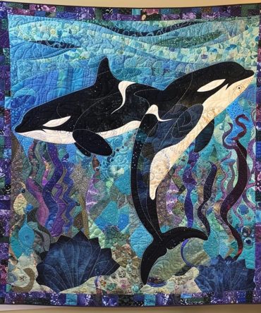Midnight Orca Ballet Quilted Blanket