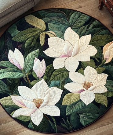 Midnight Blossom Quilted Round Mat