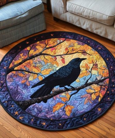 Midnight Crow Quilted Round Mat