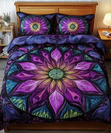 Midnight Floral Dream 3-Piece Quilted Bedding Set