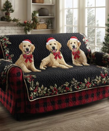 Midnight Golden Retriever Quilted Sofa Cover