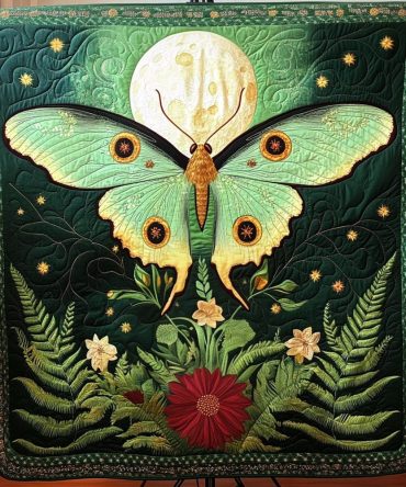 Midnight Moth Quilted Blanket