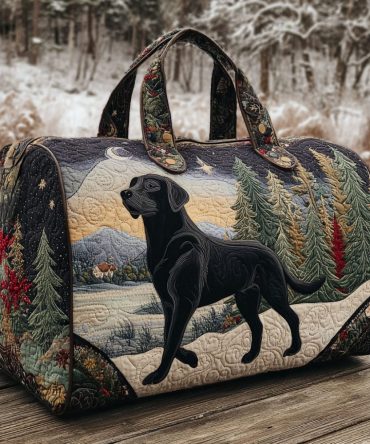 Midnight Snow Quilted Duffle Bag — Quilted Weekender Travel Bag with Snowflake Print, Carry-On Overnight & Gym Duffel