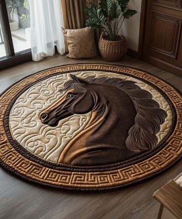 Midnight Stallion Quilted Round Mat