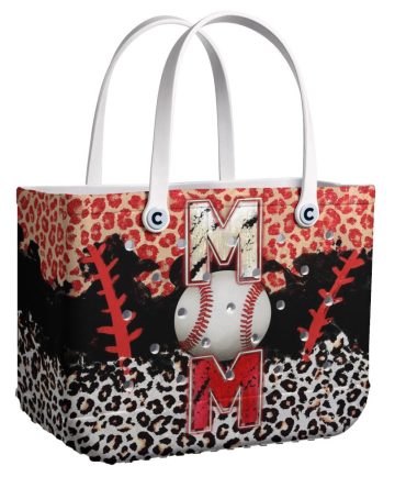 Stylish Baseball Mom Tote Bag – Leopard Print Sports Accessory For Fashionable Moms