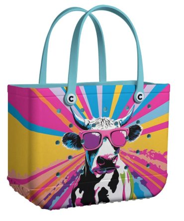 Bucket Tote Bag, Limited Edition Bogg Bag, Beach Bag Moo-Dern Cow