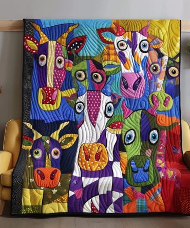 Moo-Tastic Colors Cow Quilted Blanket