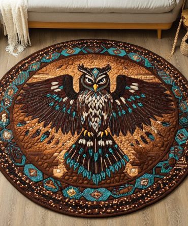 Moonlit Guardian Quilted Round Mat