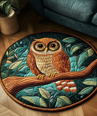 Moonlit Guardian Quilted Round Mat