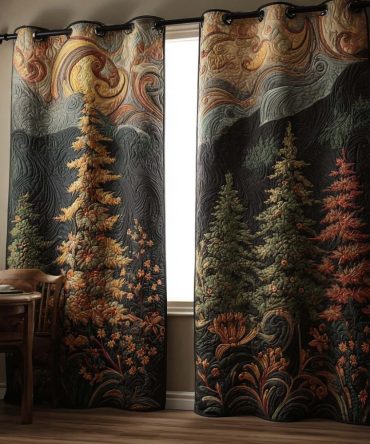 Moonlit Pine Quilted Curtains