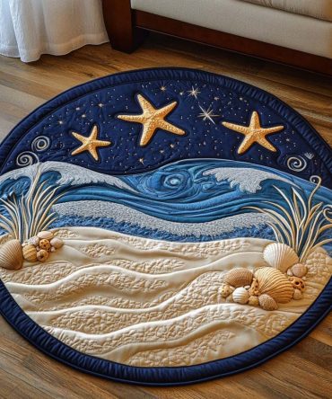 Moonlit Shoreline Quilted Round Mat