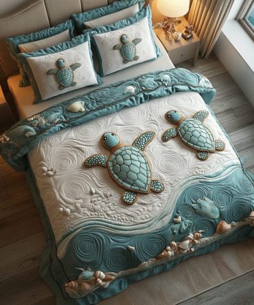 Moonlit Turtle 3-Piece Quilted Bedding Set