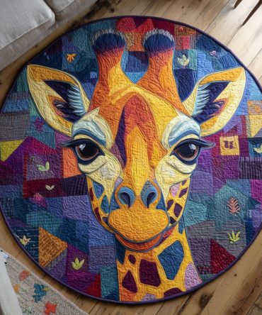 Mosaic Giraffe Quilted Round Mat