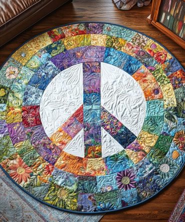 Mosaic Of Love Quilted Round Mat