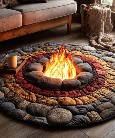 Mountain Camp Circle Quilted Round Mat