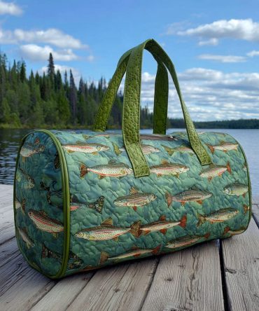 Mountain Lake Quilted Duffle Bag — Scenic Nature Travel Duffle, Quilted Overnight Gym Carry-On with Mountain & Lake Print