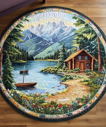 Mountain Lake Quilted Round Mat